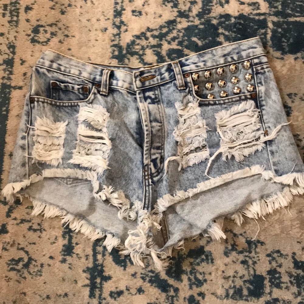 Runway Dreamz high waisted studded denim shorts